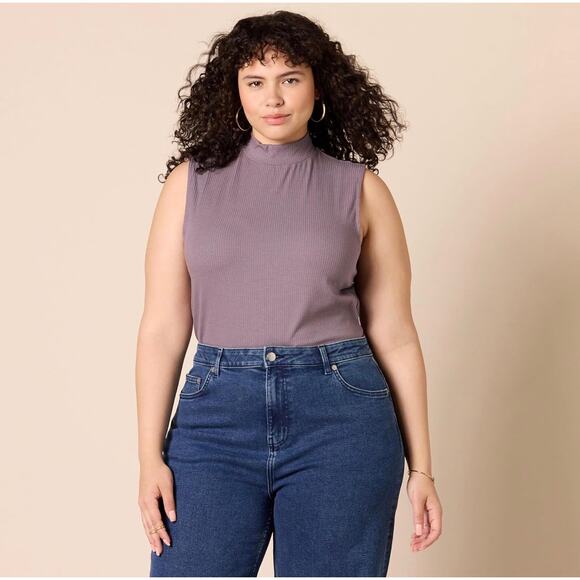 Amazon Essentials Women's Mock-Neck Slim-Fit Rib-Knit Sleeveless Top 2 Pack - Picture 2 of 2